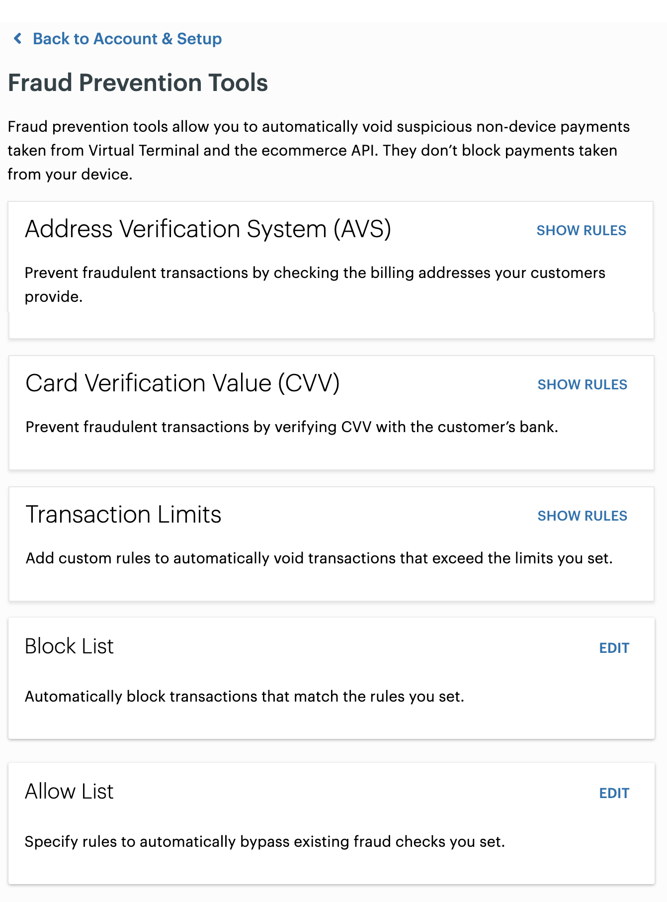 Fraud prevention tools setup for Ecommerce API