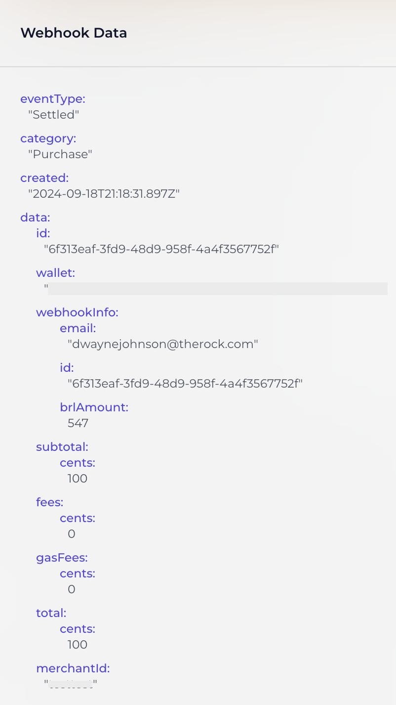Example of a Settled Webhook