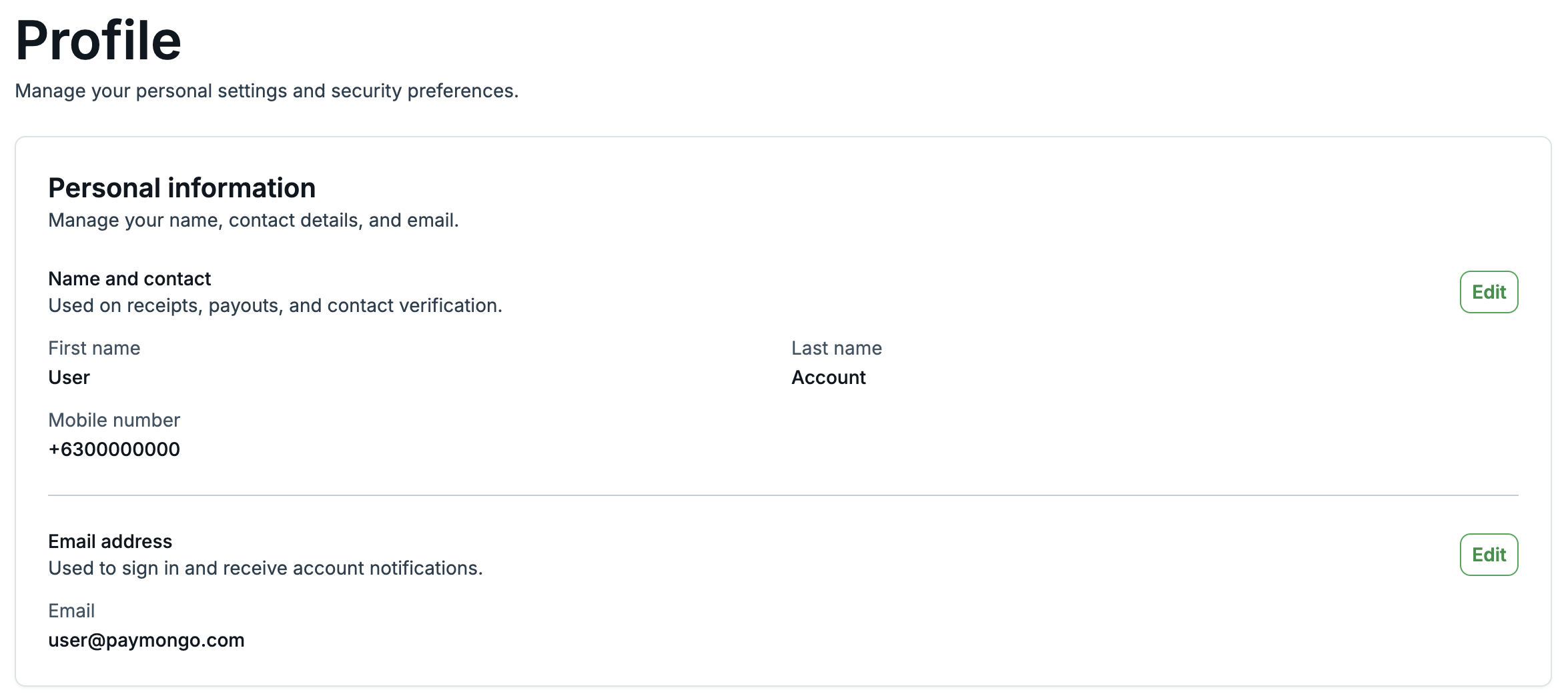 Profile page overview