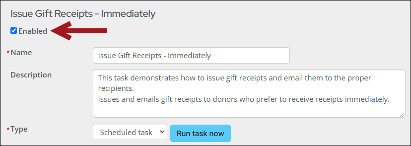 Enabling the task