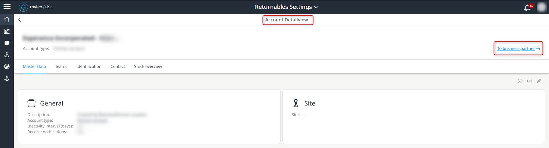 Direct link to the detail view of the associated business partner