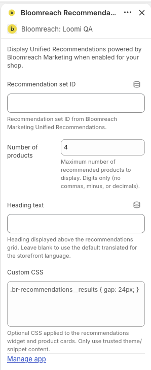 Configure recommendations.