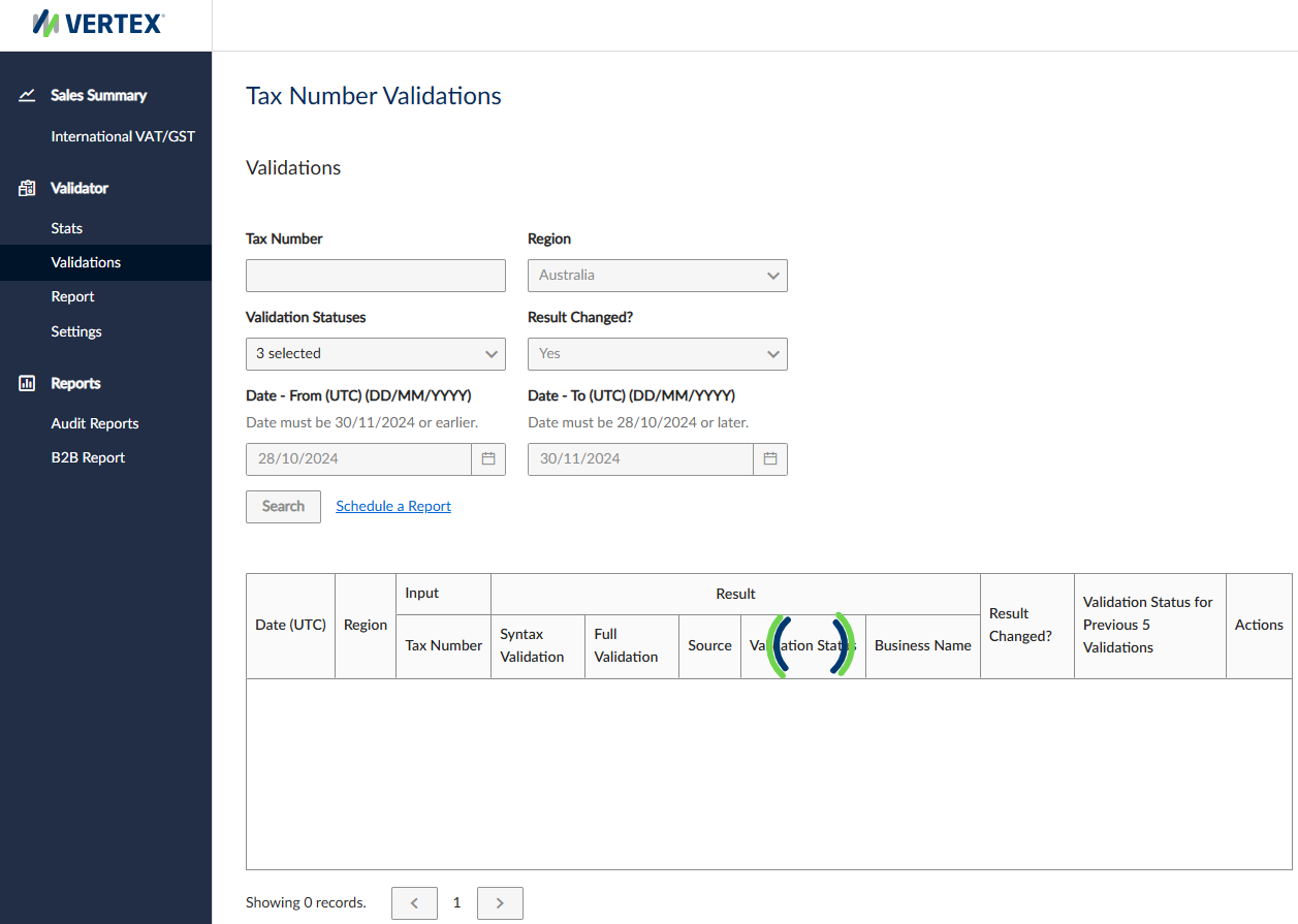 Tax Number Validations UI