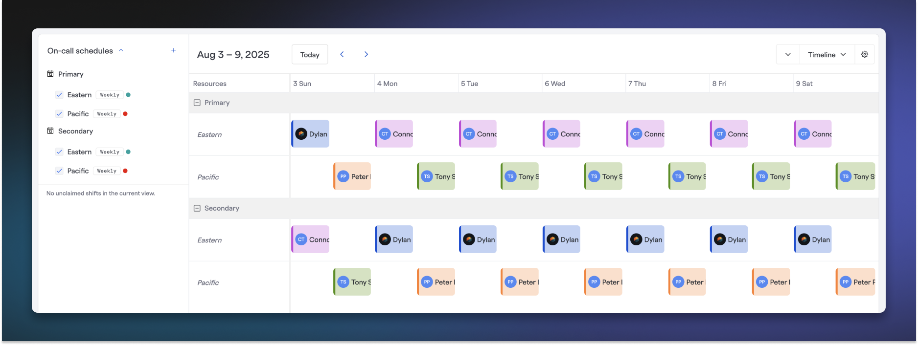 Create schedules with rotation to manage your team's on-call