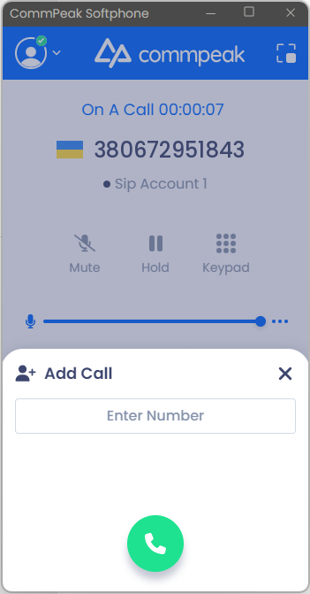 Screenshot of the **Add Call** option: full mode