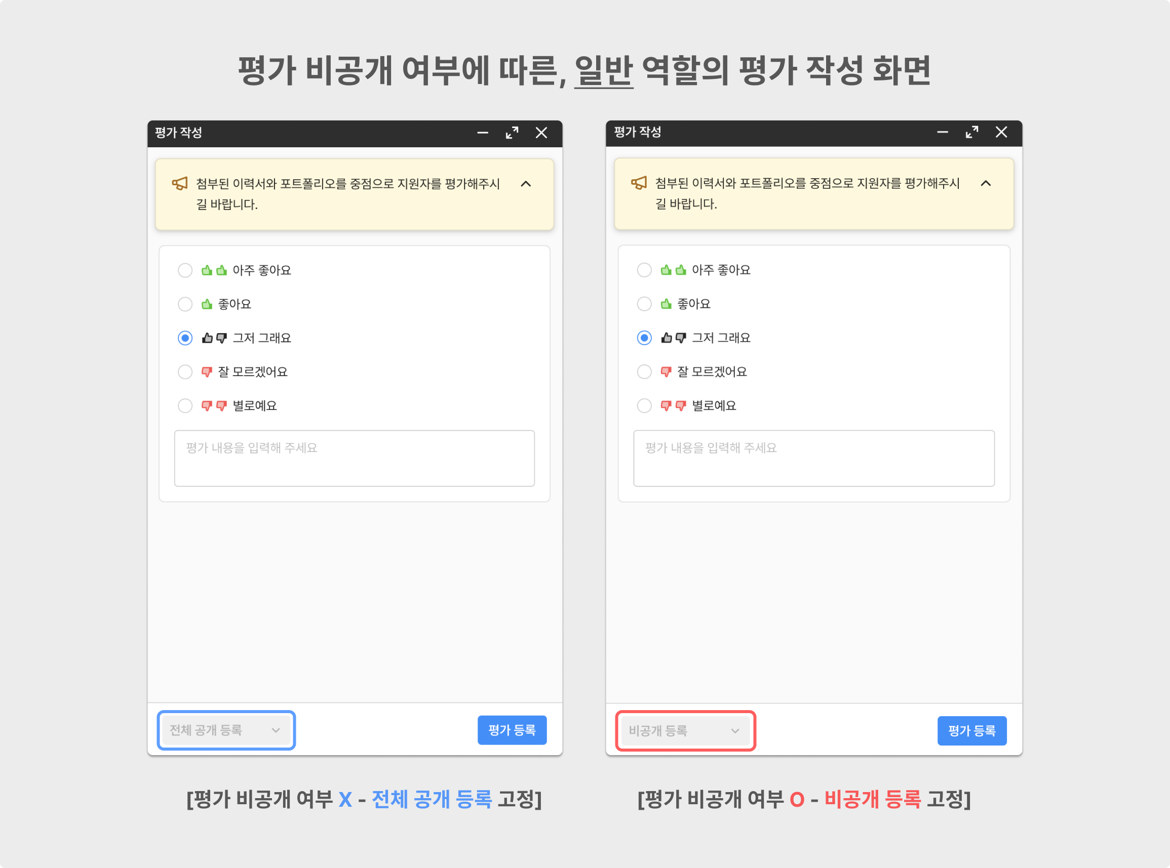 평가 비공개 설정