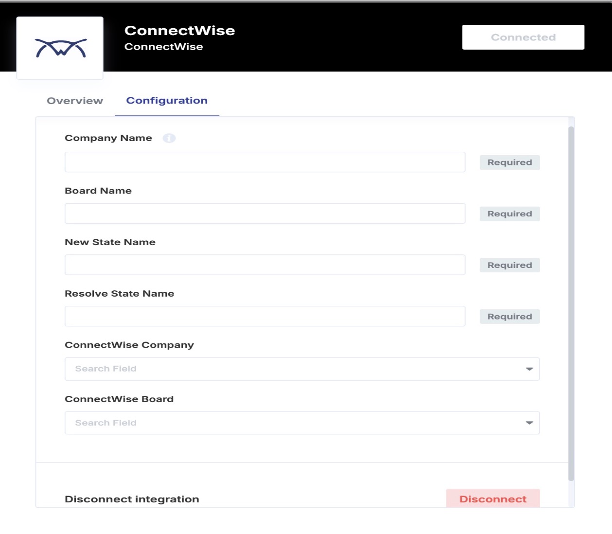 Configuration screen