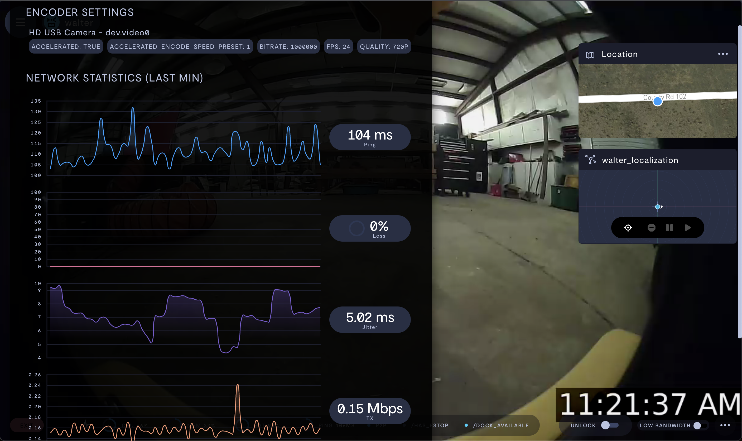 The network statistics pop-up window