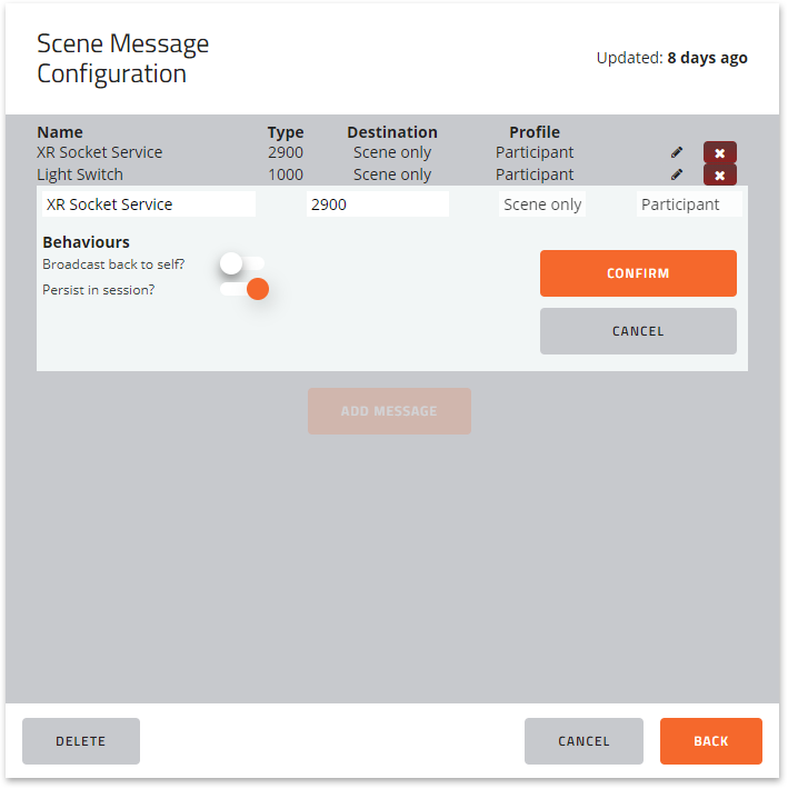 Custom Messages configured in an Immerse Scene