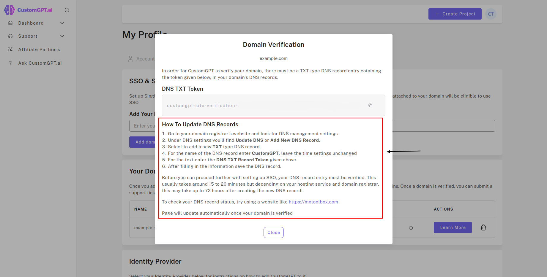 Instruction To update DNS Records