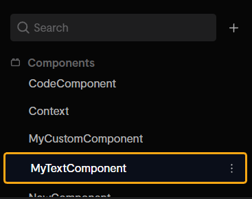 The new component space listed in the Components space