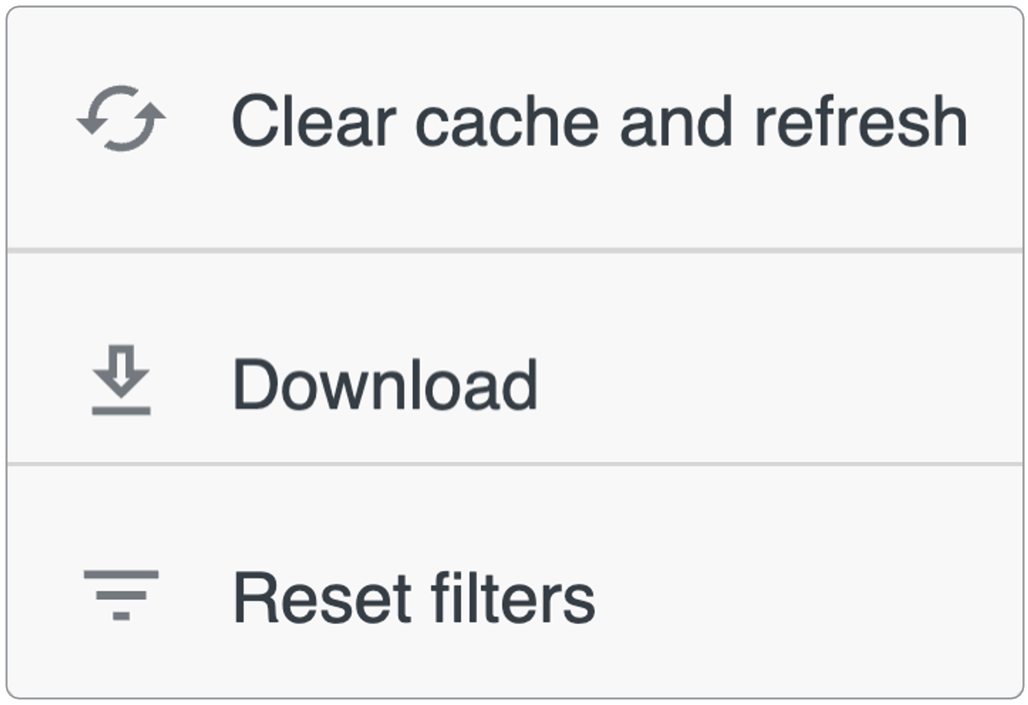 Dashboard actions