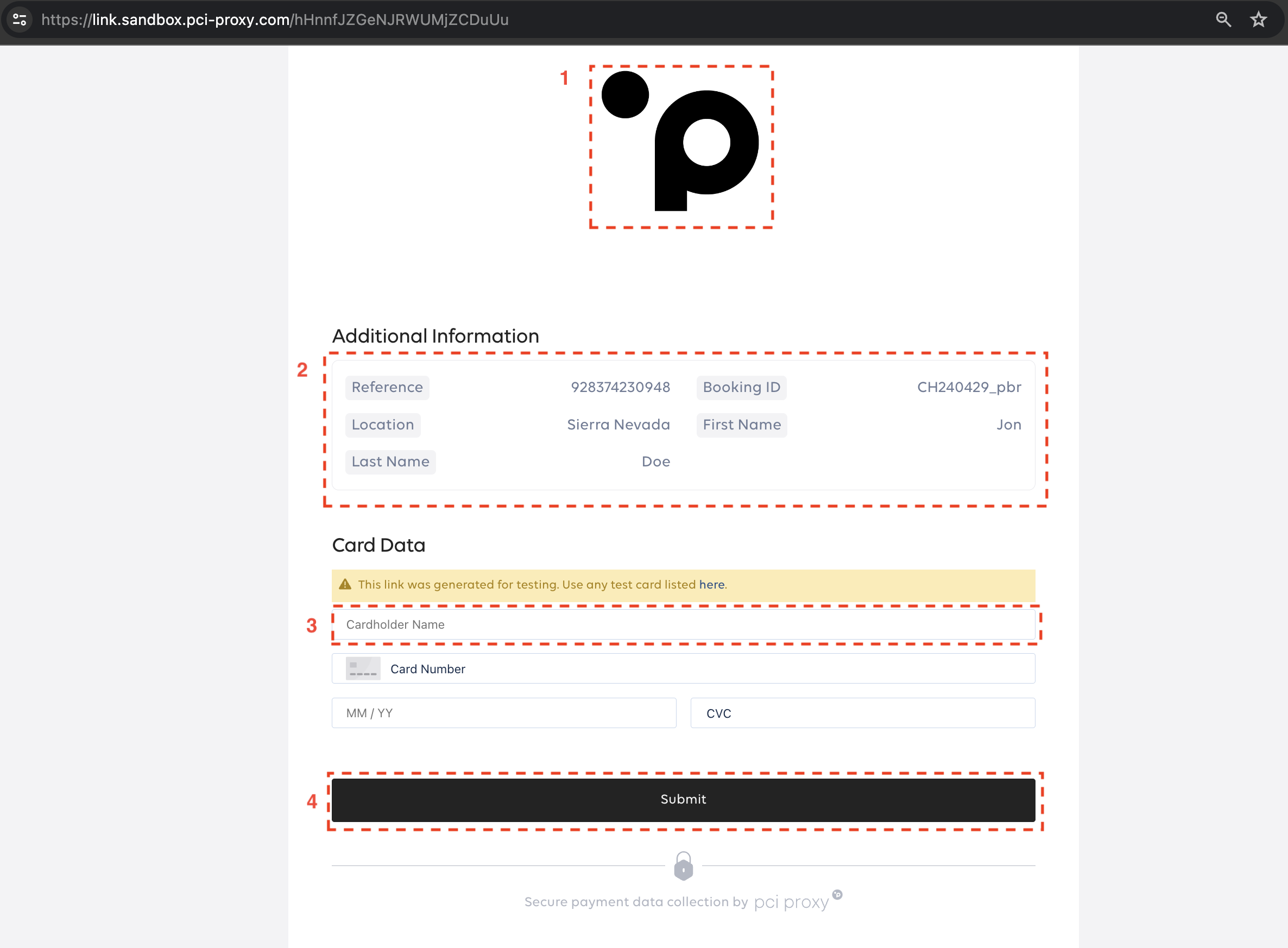 Sample tokenization page