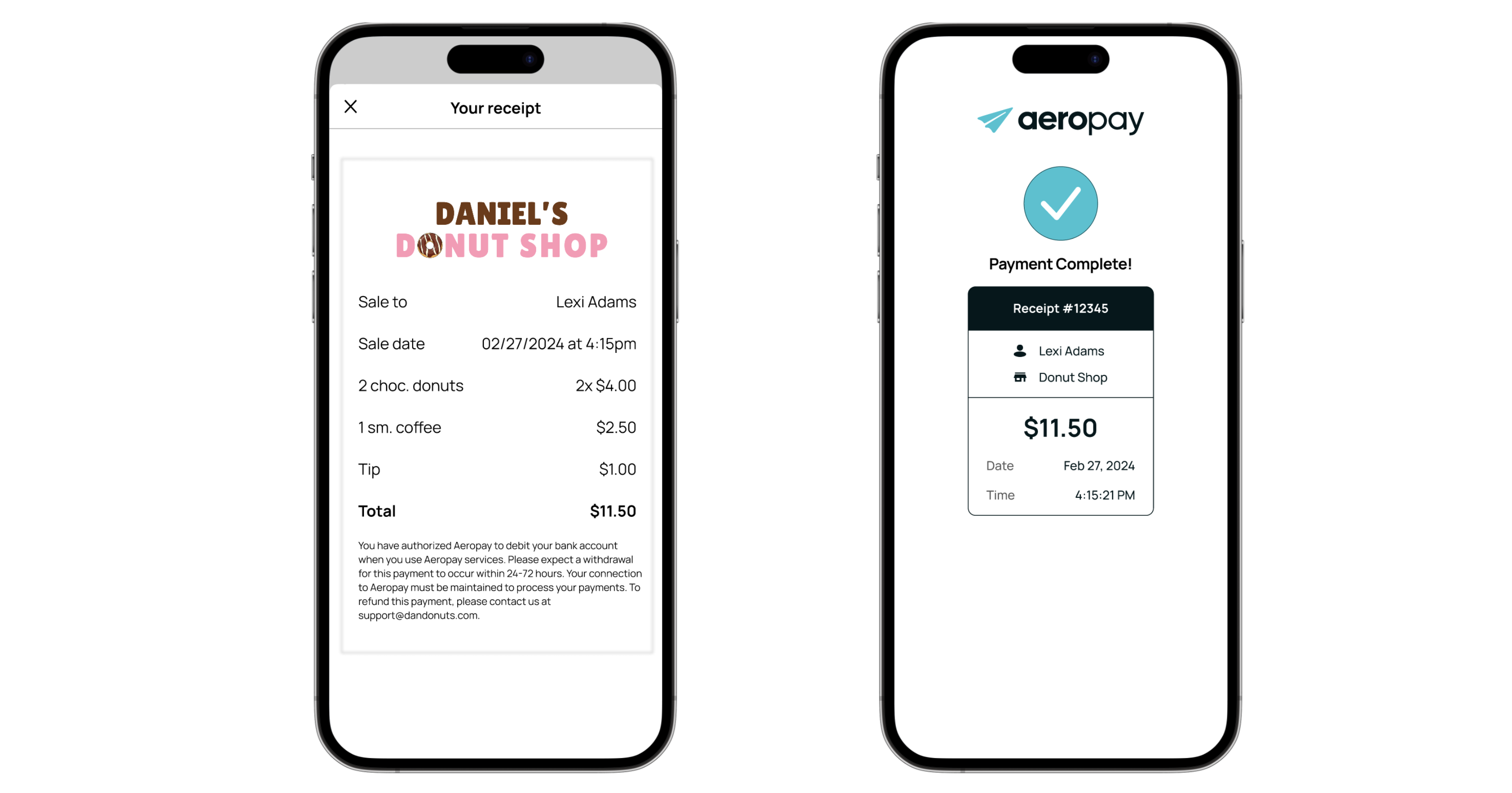 Aeropay Receipt Example