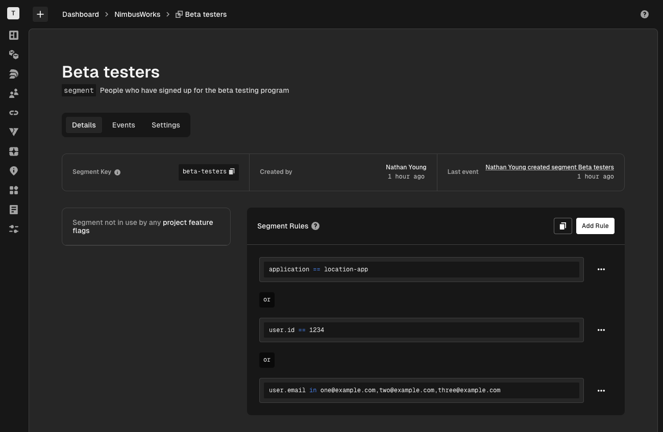 Segment details page in Hyphen app