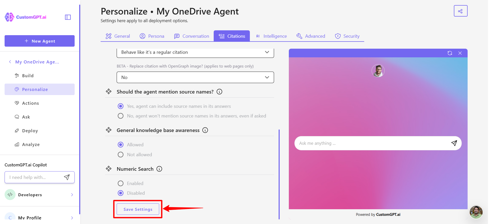 Step 6 - Save settings