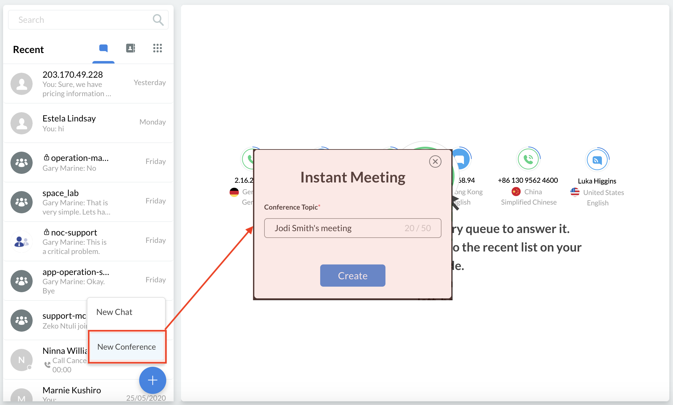 Create Instant Conference Meeting