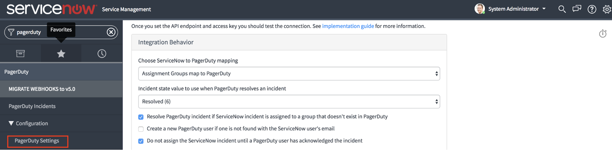 PagerDuty Settings