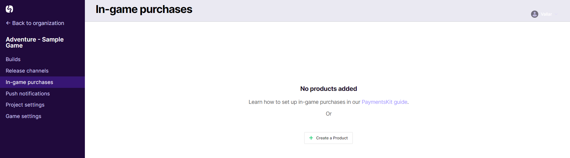 In-game purchases tab.