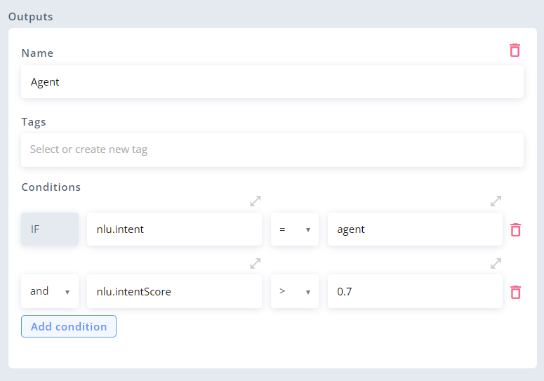 Conditions defined for an output