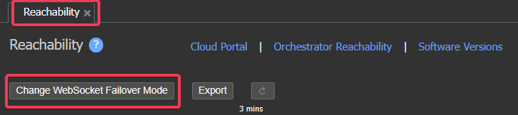 Accessing WebSocket Failover settings