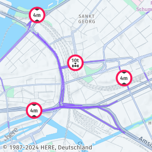 Sample map with active and inactive vehicle restrictions displayed