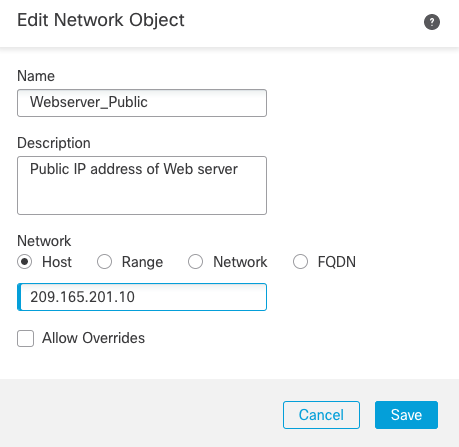 **Figure 4:** New Network Object