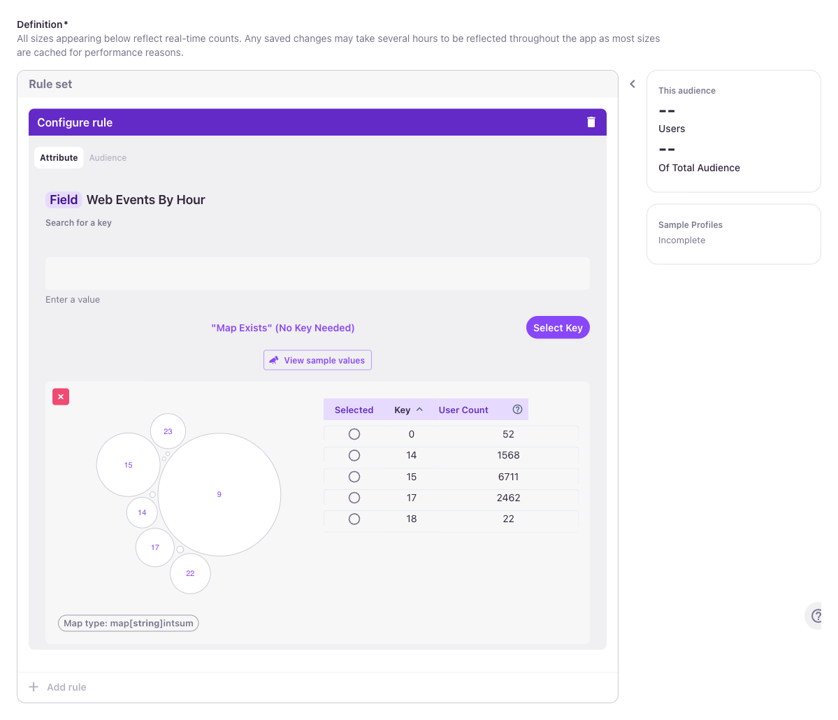 Map field — selecting a key