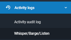 **Activity logs > Whisper/Barge/Listen** tab