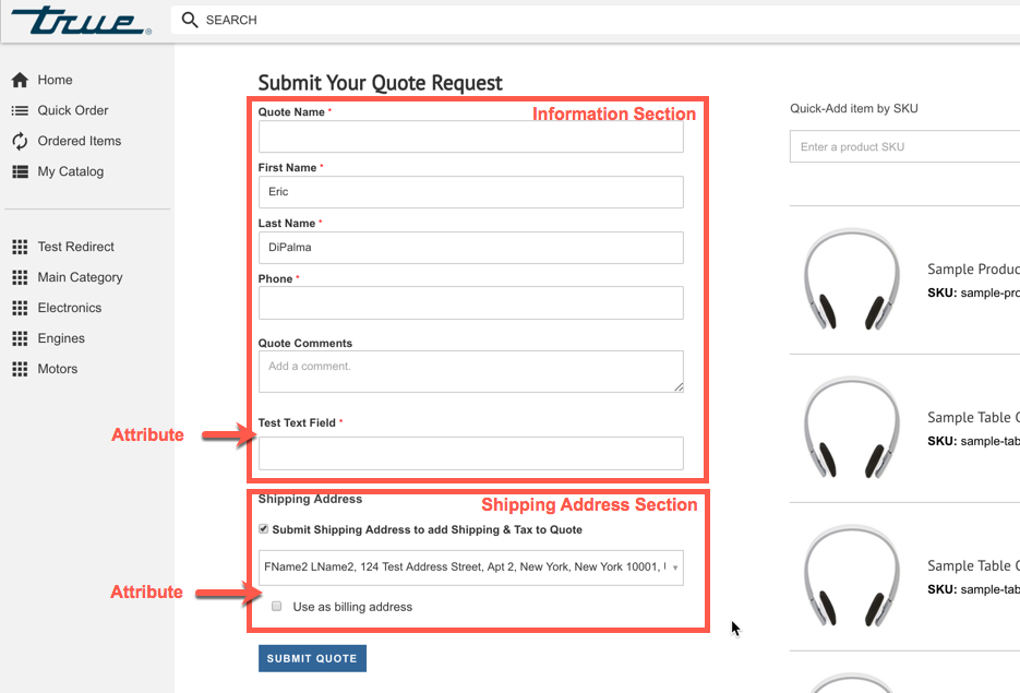 Customer Quote Submission Locations