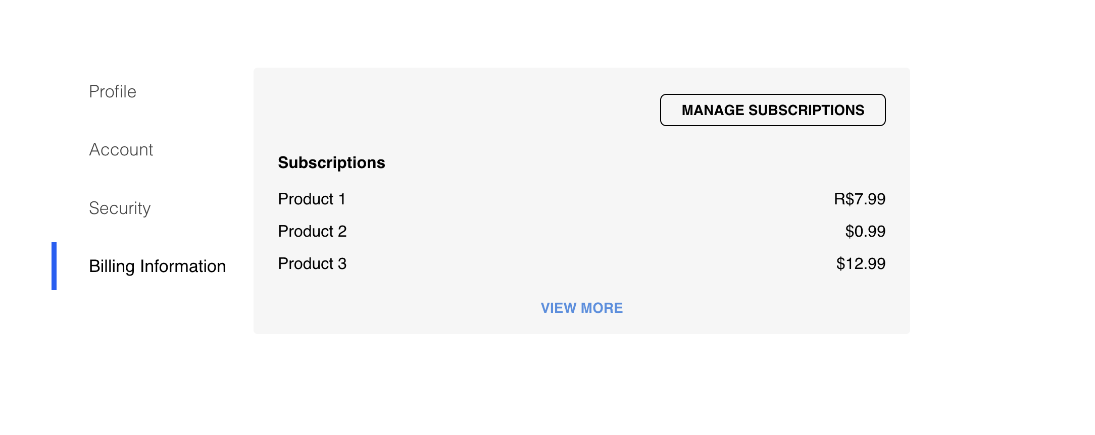 The Billing Information tab