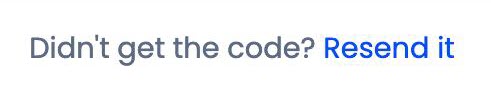 Screenshot with the link to resend the code