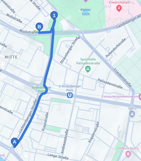 Route with via waypoint
