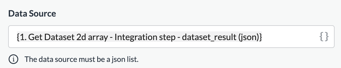 A screenshot of the data source showing a reference to the variable