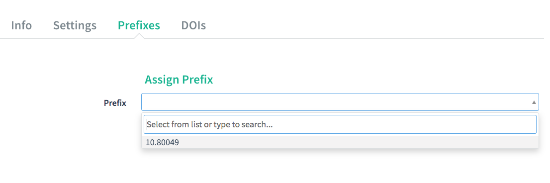 Client dashboard: Prefixes: Assign Prefix