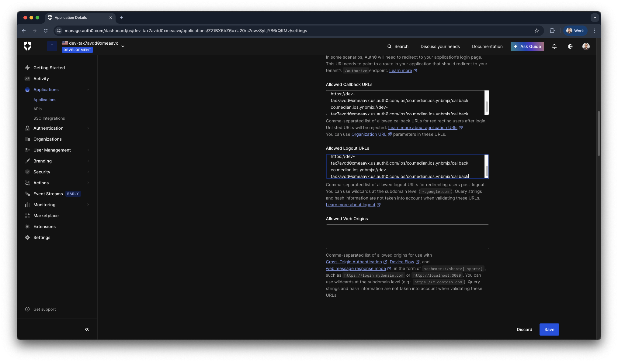 Auth0 Allowed Callback URLs