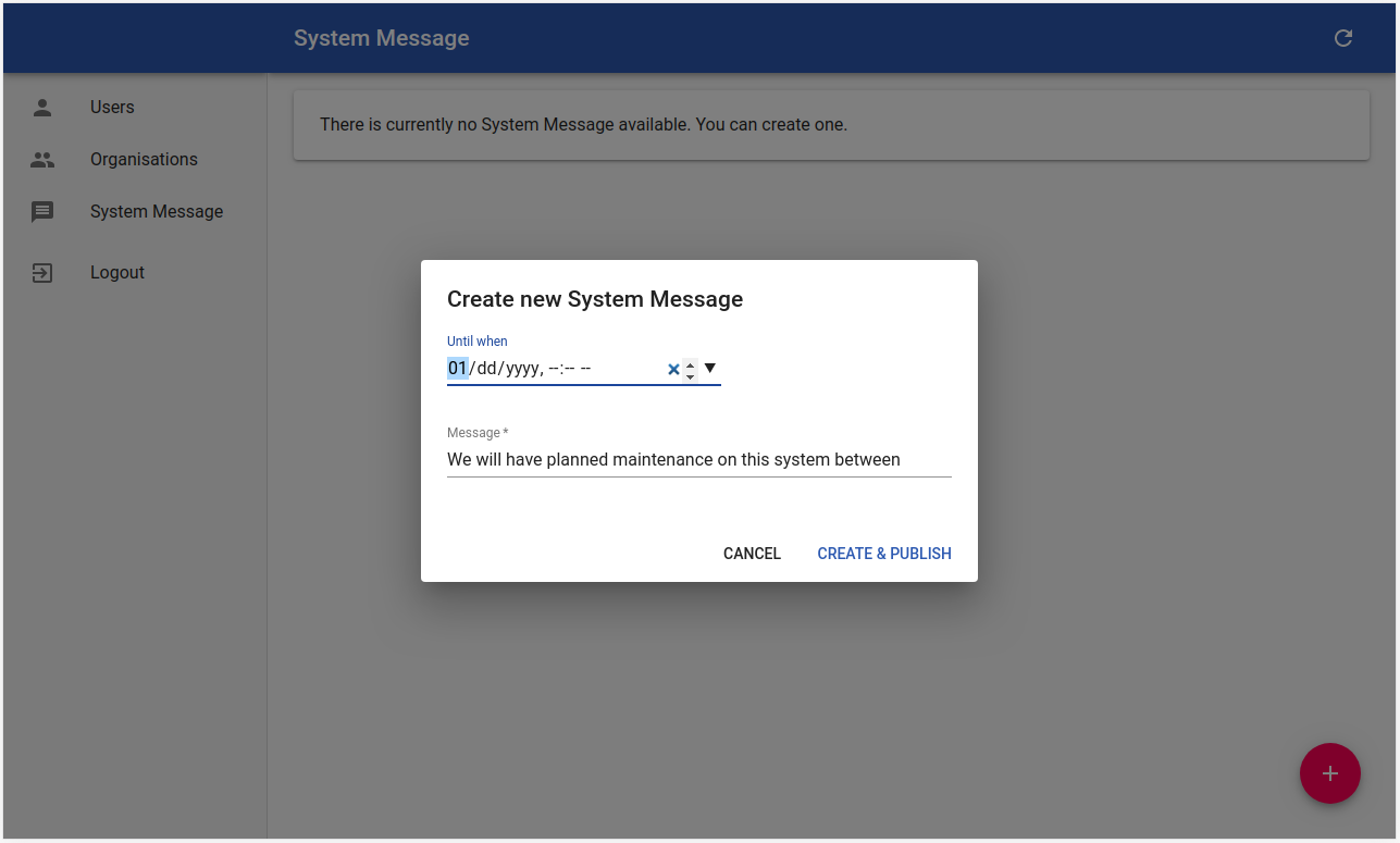 Figure 1.5:  Creating a new system message