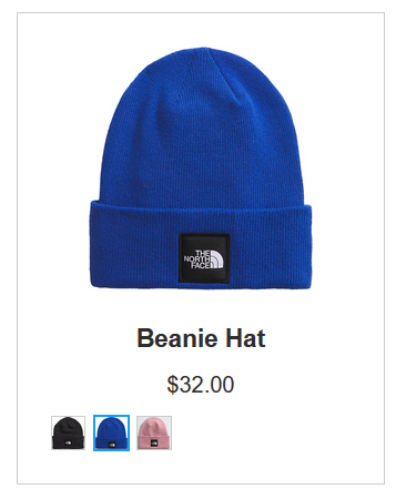 Example: A beanie with Variants enabled for color.