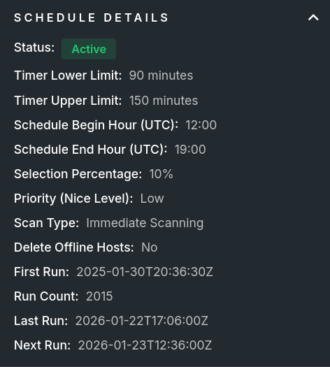 Schedule Details Sidebar Section