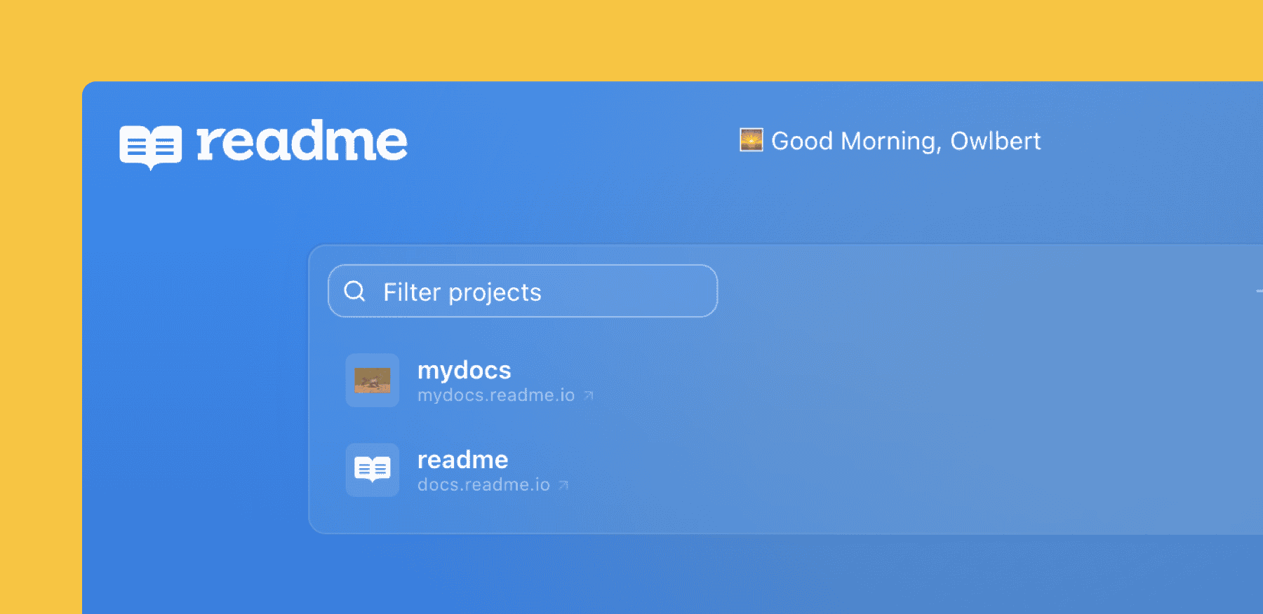 ReadMe project list page ui