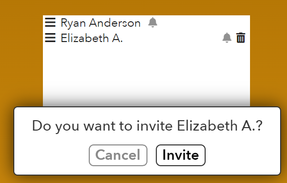 Sample of inviting a user to a room.