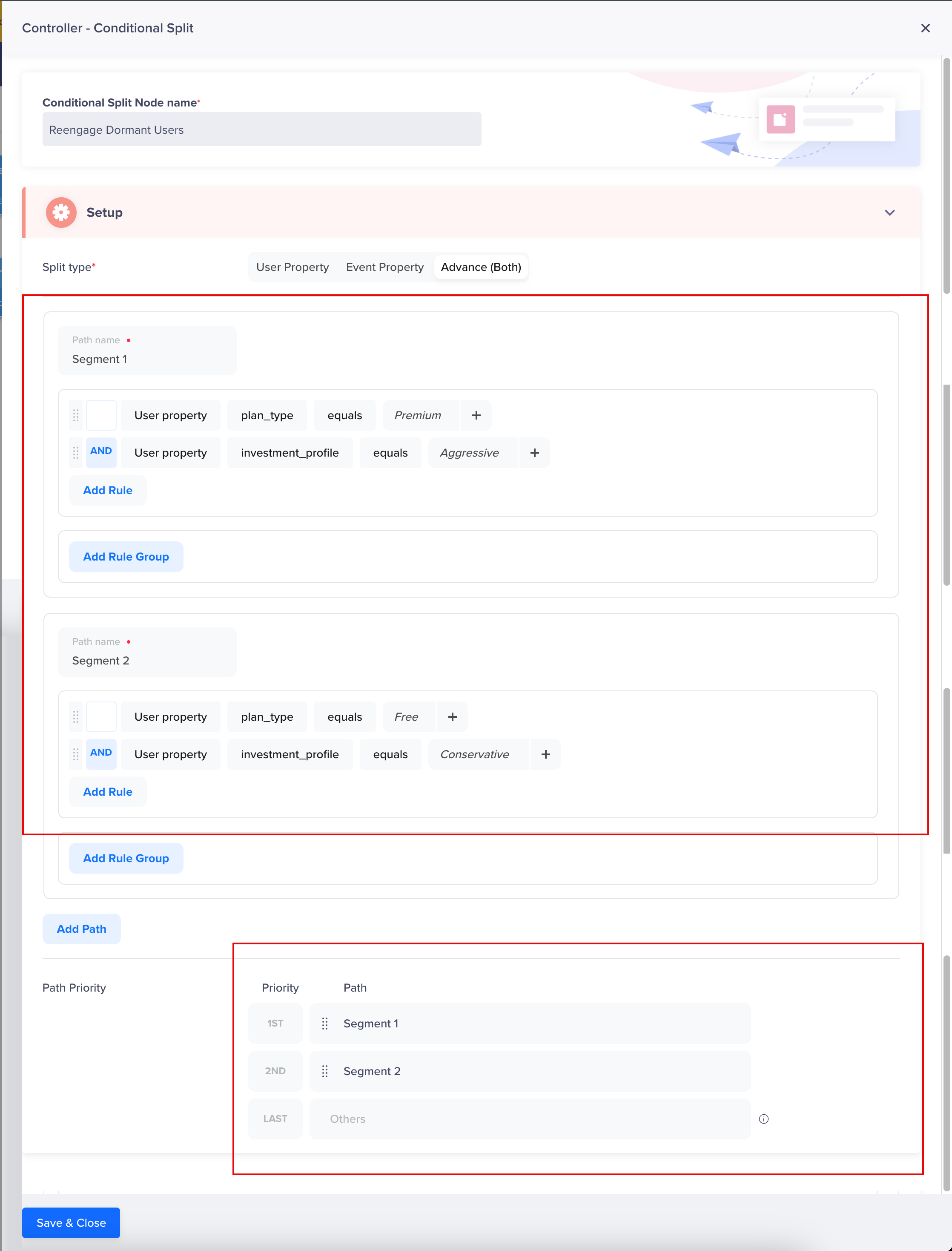Conditional Split with Advanced Use Case Setup