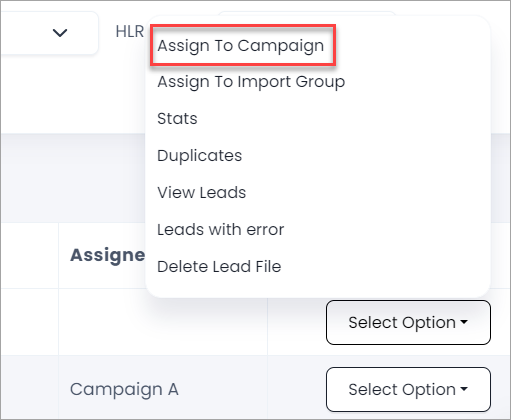 Screenshot of the Assign to Campaigns action