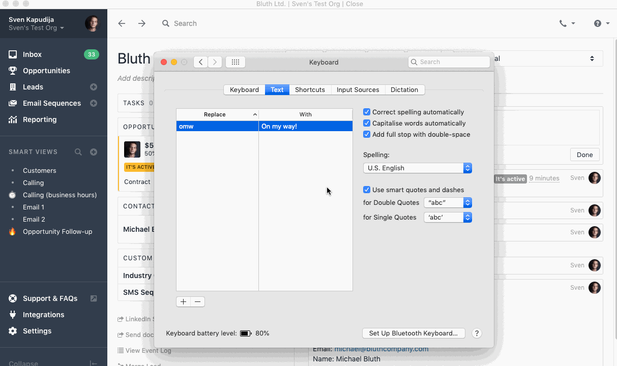 Changing spell check language in Close app on Mac