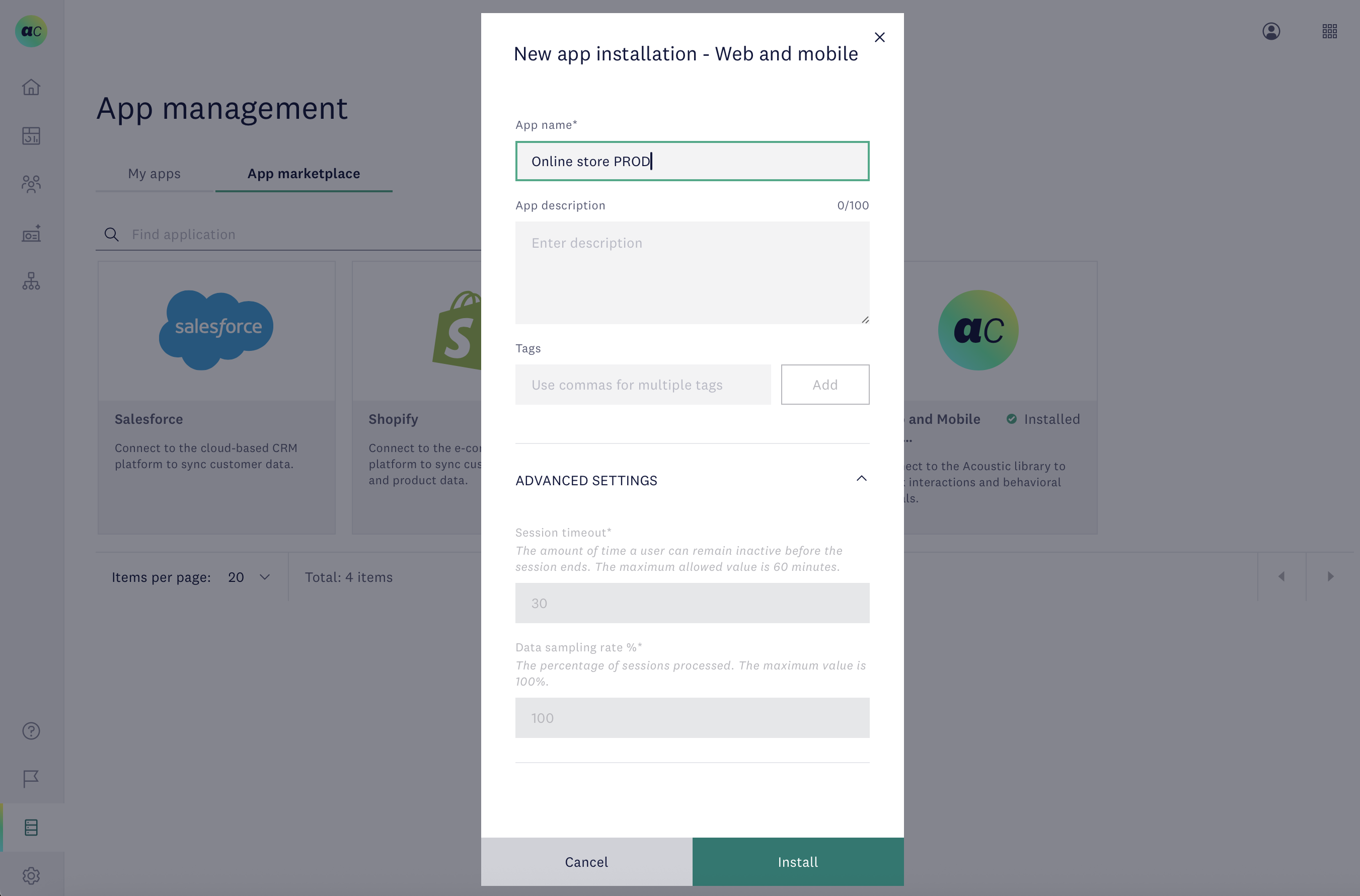 New app in Connect - Web and Mobile