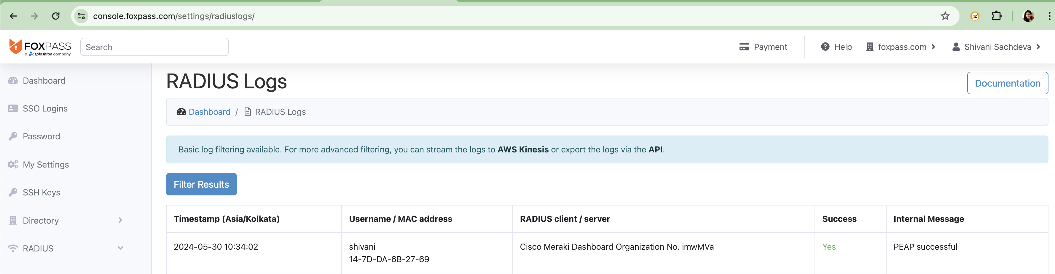 RADIUS logs