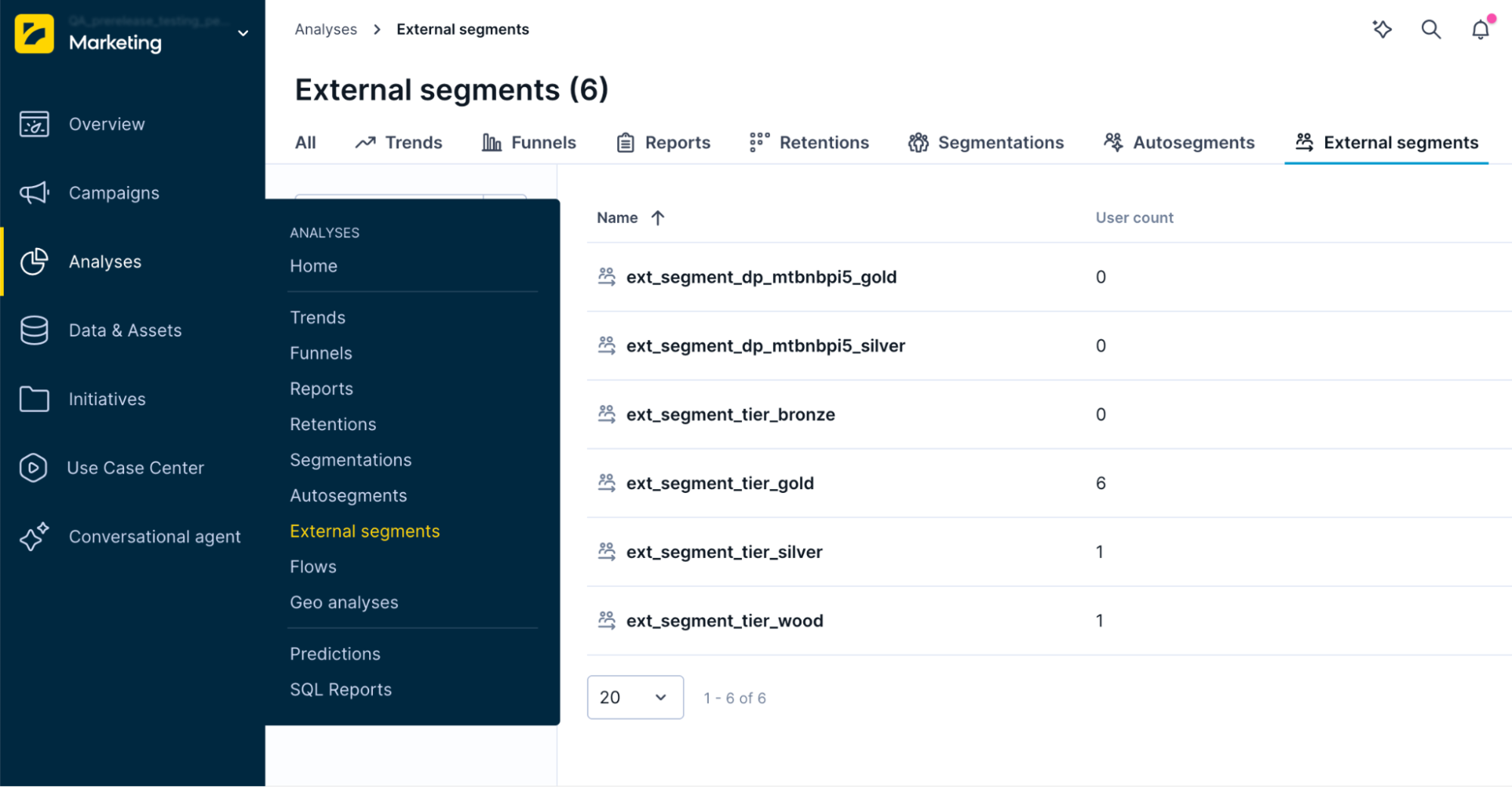 Manage your external segments