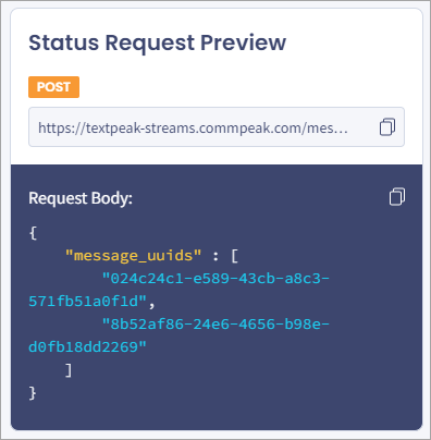 Screenshot of the **Status Request Preview** section