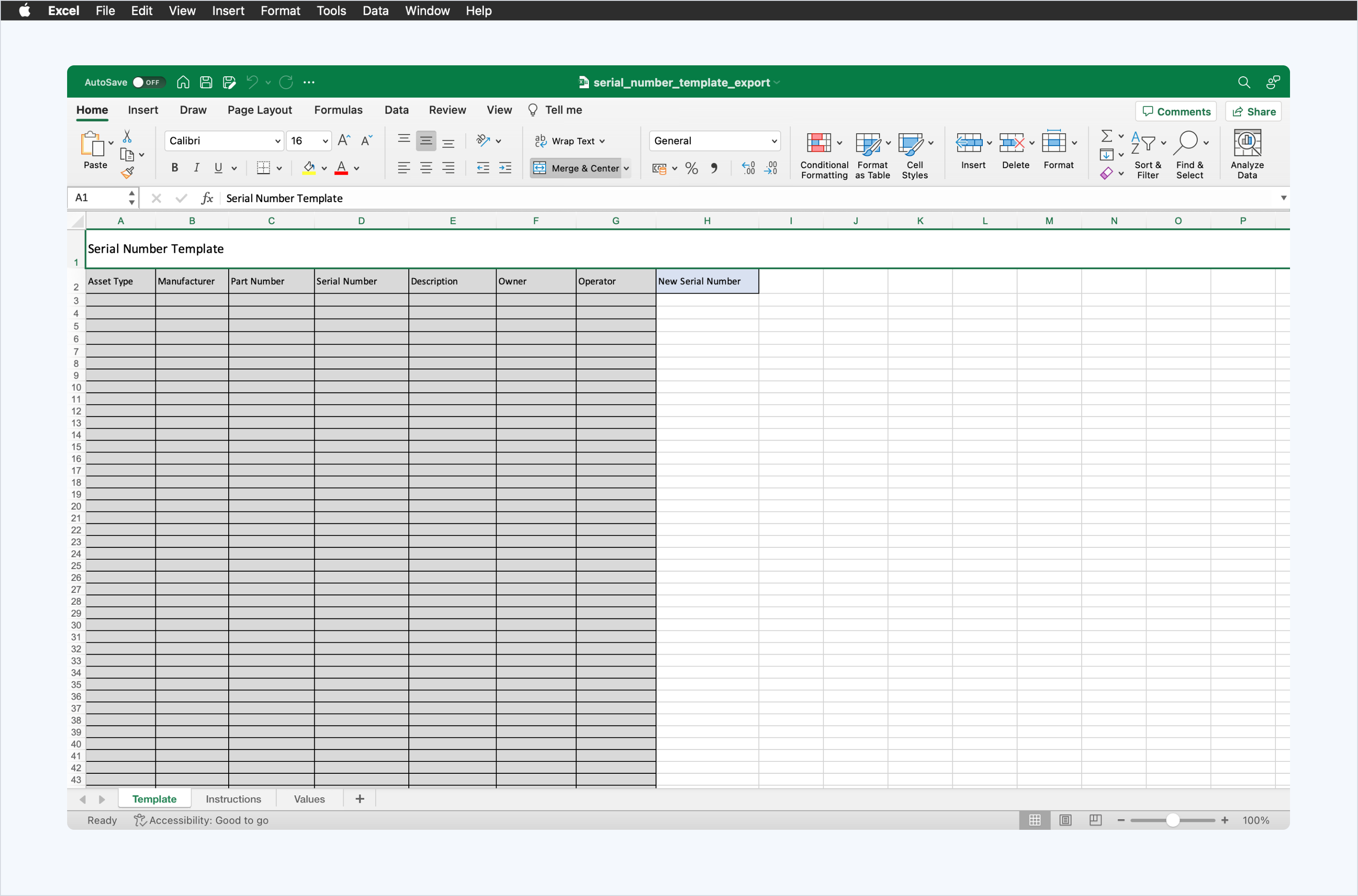 Excel template example