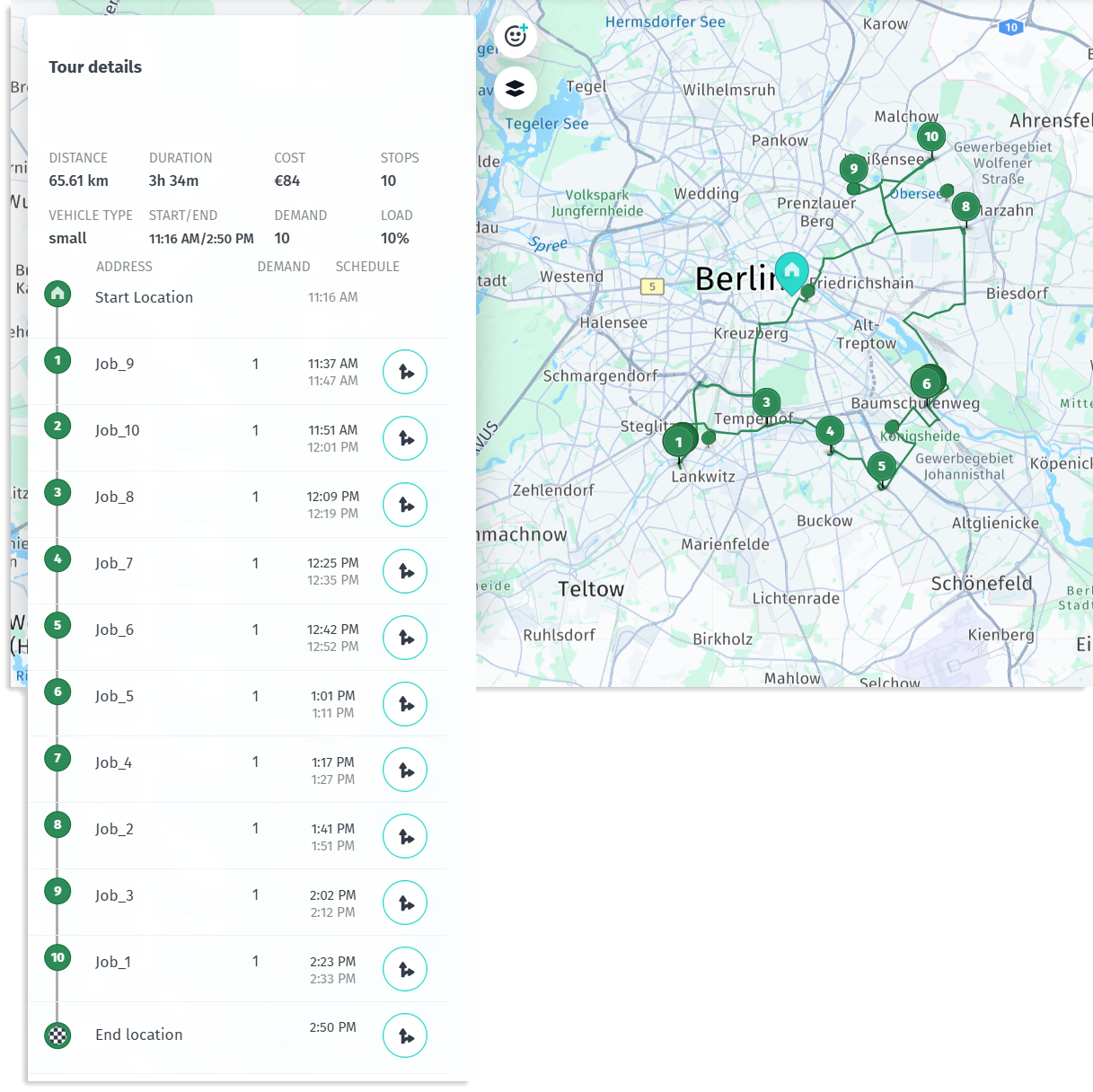A solution with soft constraint time windows